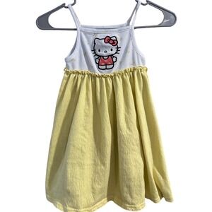 Hello Kitty Sanrio Girls Yellow‎ Lemon Ribbed Dress Size 6/6X Spaghetti Strap